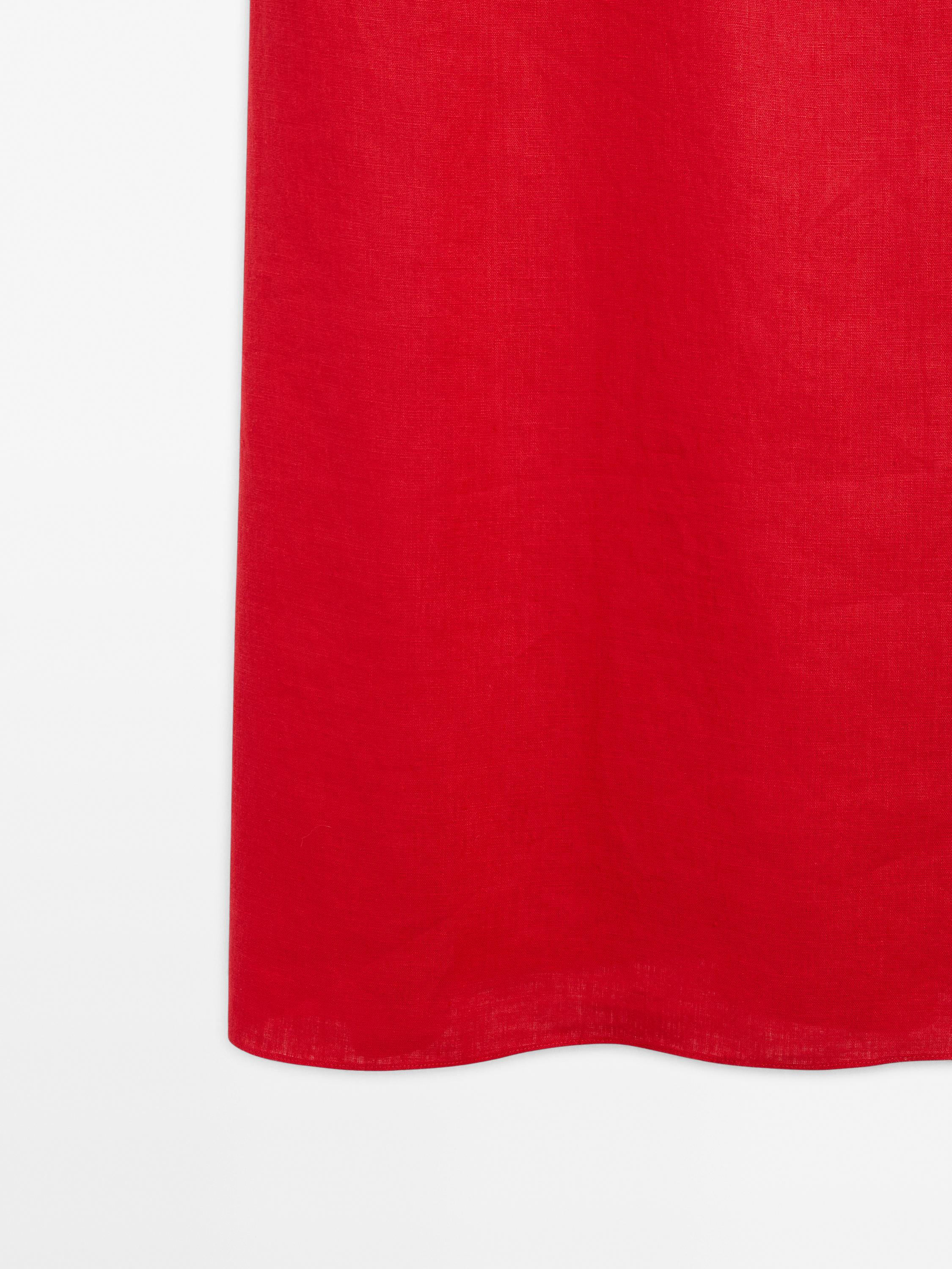 Robe midi col rond 100 % lin